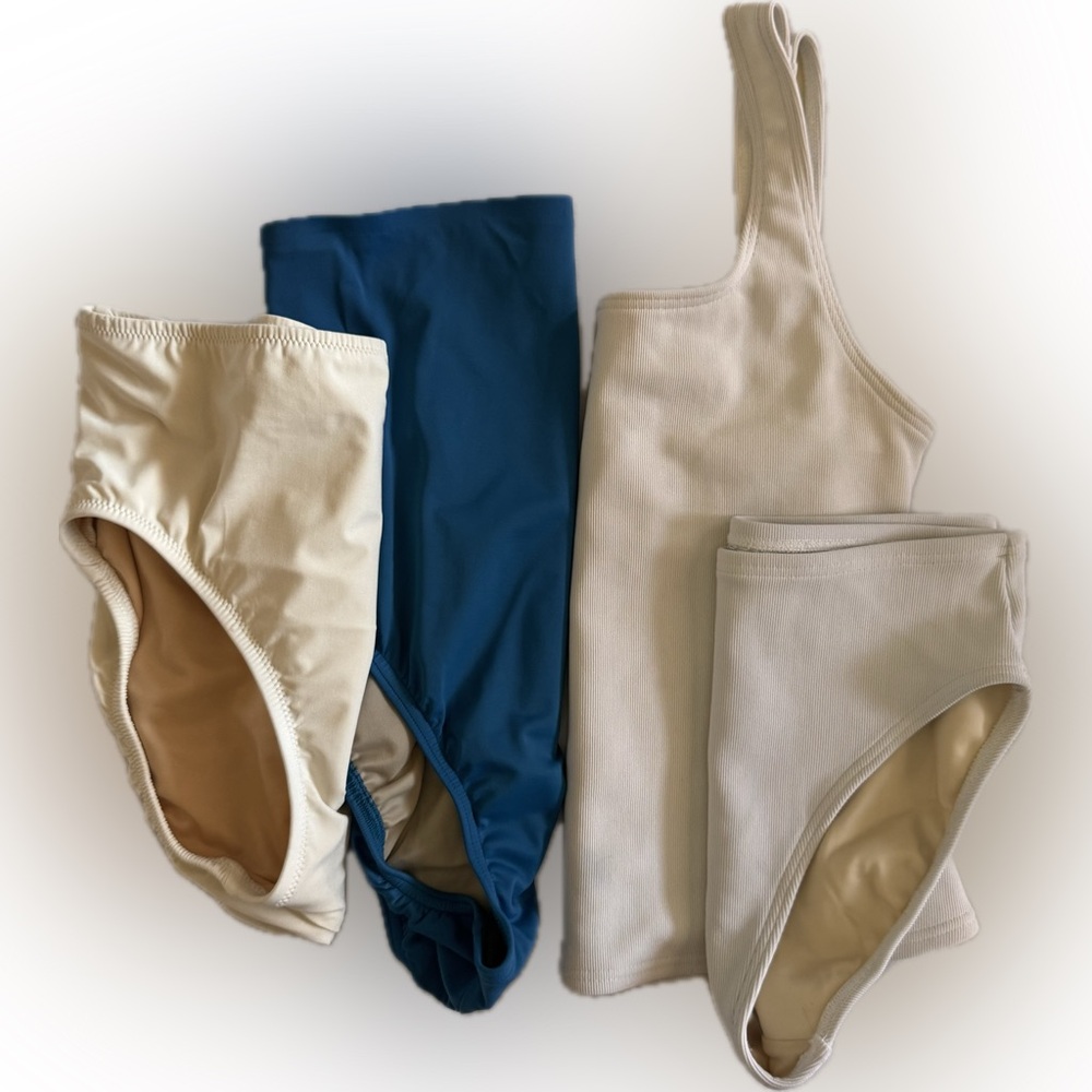Lands End White Tankini Square Neck Top and Bikini Bottoms BUNDLE LOT!
